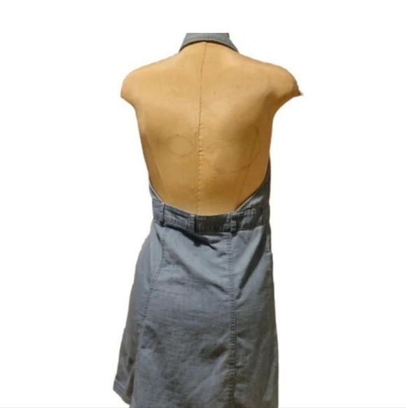 Free People Sami Denim Mini Halter Dress Bali Blue  Button Front Small NWT - Picture 7 of 10